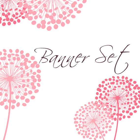Premade Etsy Shop Banner Avatar Set - Pretty dandelion flower floral banner set - no200