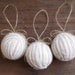 RagBall Ornaments - Rustic, Natural Cotton Ticking - Set of 3