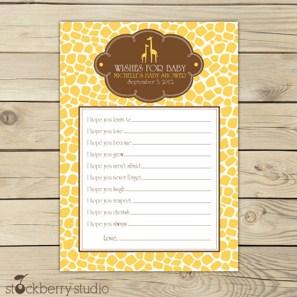 Giraffe Print Baby Shower for Baby Advice Printable Card Il_570xn
