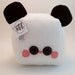 Panda Sugar Cube Bear Plushie kawaii stuffed toy in white and black soft fleece