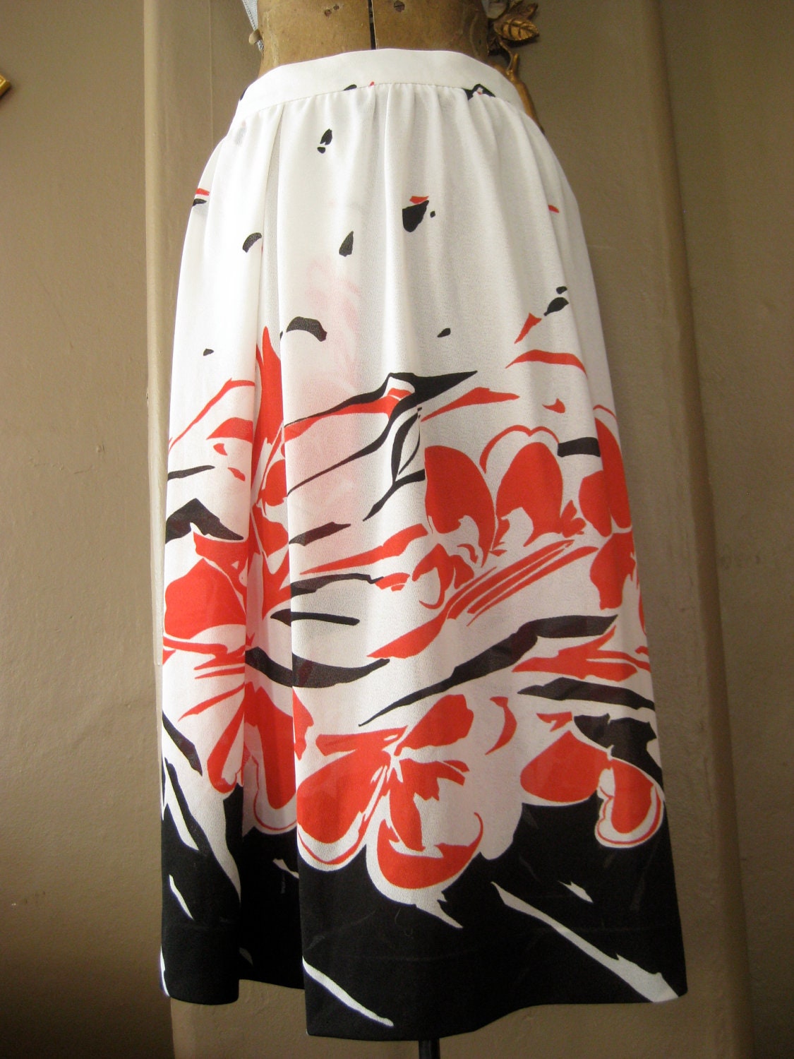 1960s sheer floral midi skirt