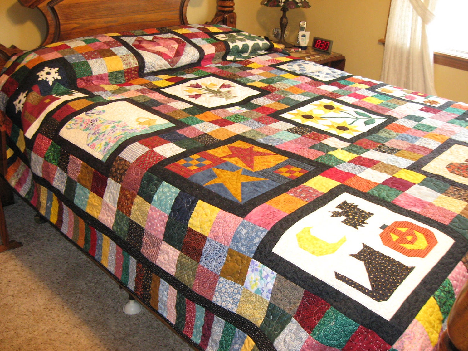 Queen or Full sized Calendar Sampler Patchwork Quilt