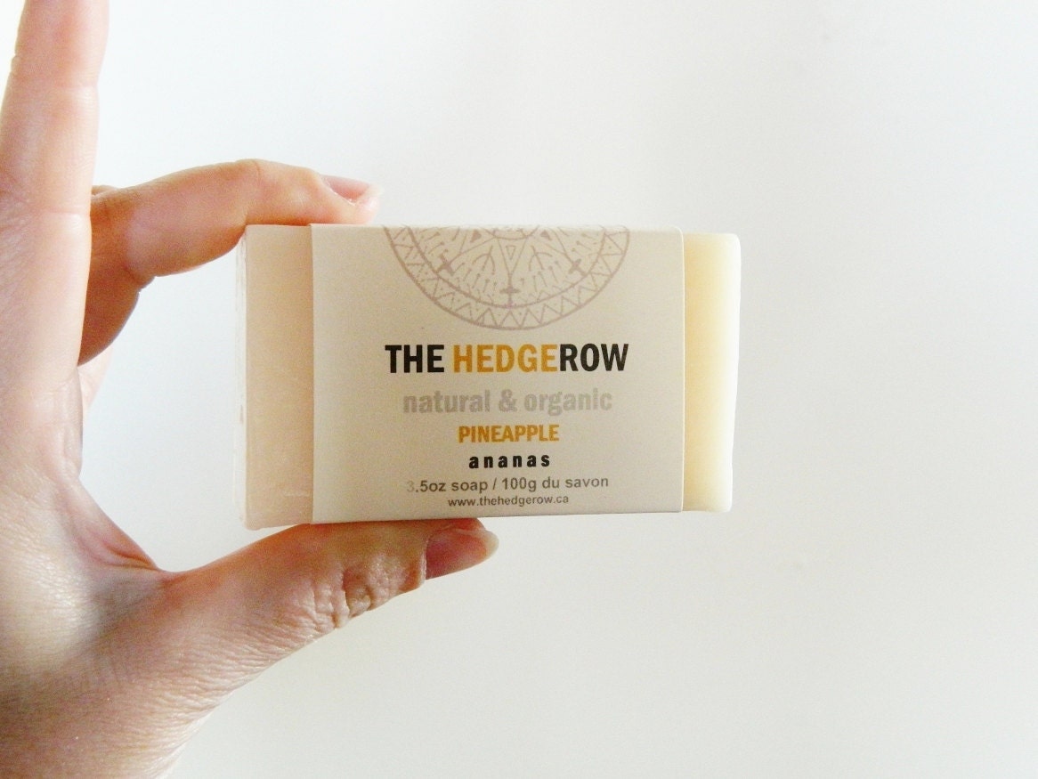pineapple natural ORGANIC soap - organic essential oils (natural mimic) - 1 handmade bar of soap