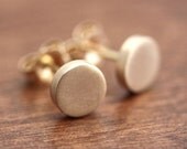 Geometric Modern Metal Gold Post Earrings, Brushed Recycled 14k Gold Polka Dots Stud Earrings Circles Gold Jewelry - Luxury