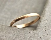Women's Gold Wedding Band, 2mm Half Round Slim Recycled 14k Yellow Gold Ring Brushed Gold Wedding Ring - Made in Your Size