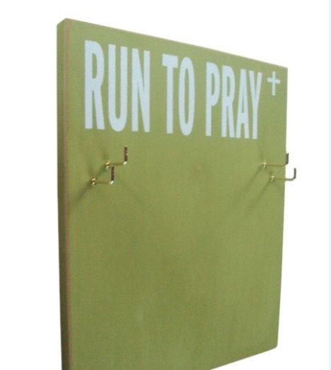 RUN TO PRAY: race bibs display