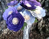 Handmade Paper Flowers - Stemmed Daisy - Purple - Lavender - Grey - Wedding - Bridal Shower - Set of 12 - Made To Order