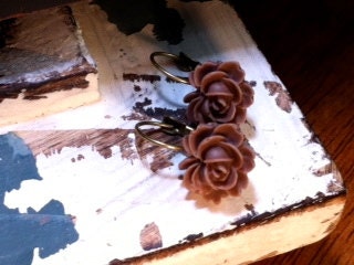 La Petite Fleur: French Wire Earrings with Vintage Resin Rose