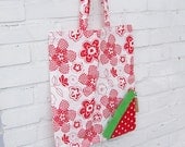 Strawberry shopping bag / fold up tote. Perfect for summer food markets