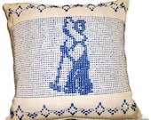 Pillow Cover Handwoven Swedish Weaving Blue Boy - CanDoStitching