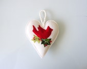 SALE-Heart ornament with red cardinal,Cyber monday, 20% off on all items in my shop. Use coupon code BLACKFRIDAYSALE at checkout - Linohandmade