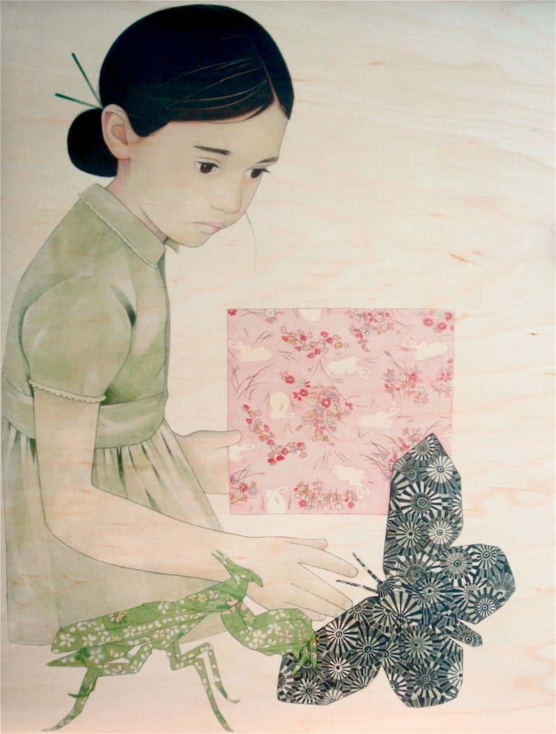 girl and origami print