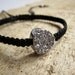 Silver Druzy Bracelet Titanium Drusy Quartz Black Macrame