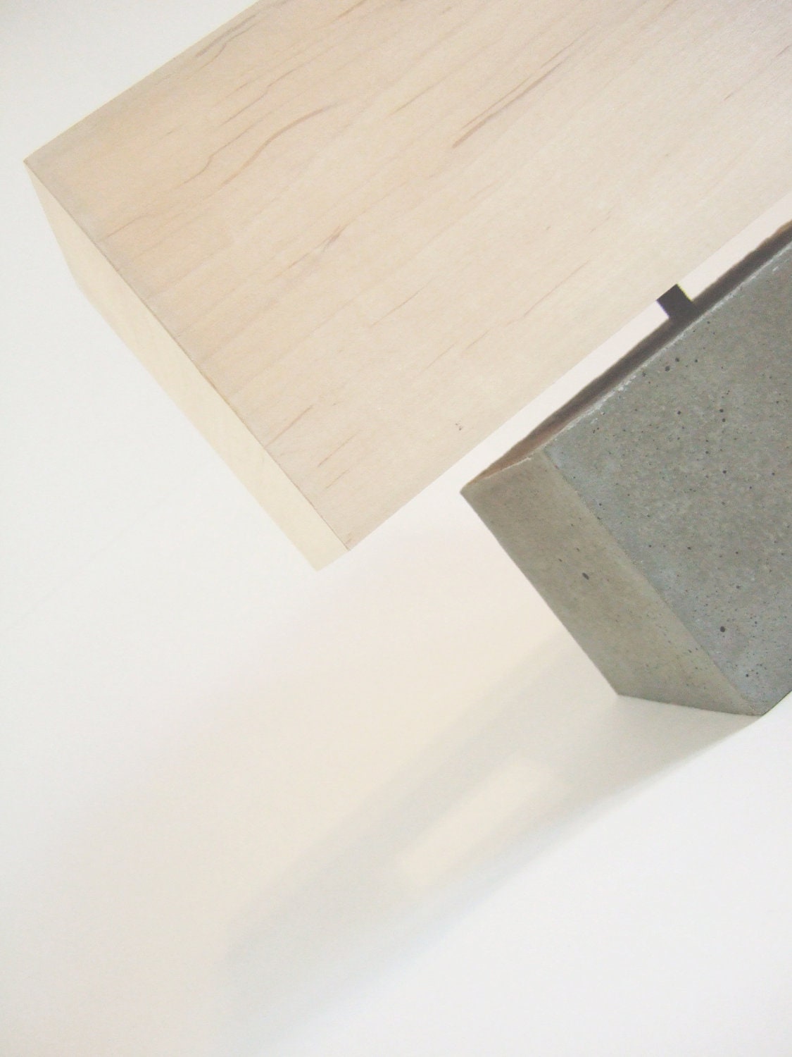 concrete.  table lamp.  with wood veneer lampshade.