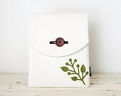 iPad  Mini Case, iPad Mini Sleeve, iPad Mini Cover  - "Au Naturel" - Padded with Pocket - Natural Eco Burlap & Green Felt Branch