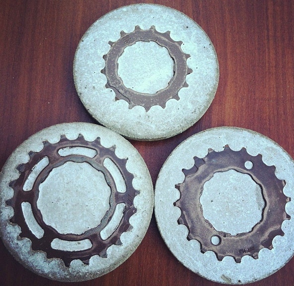 COASTER SET of 4 - bike gear and concrete