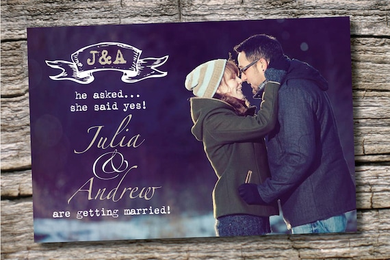 VINTAGE INITIAL Postcard Wedding Save the Date, Printable DIY Il_570xn