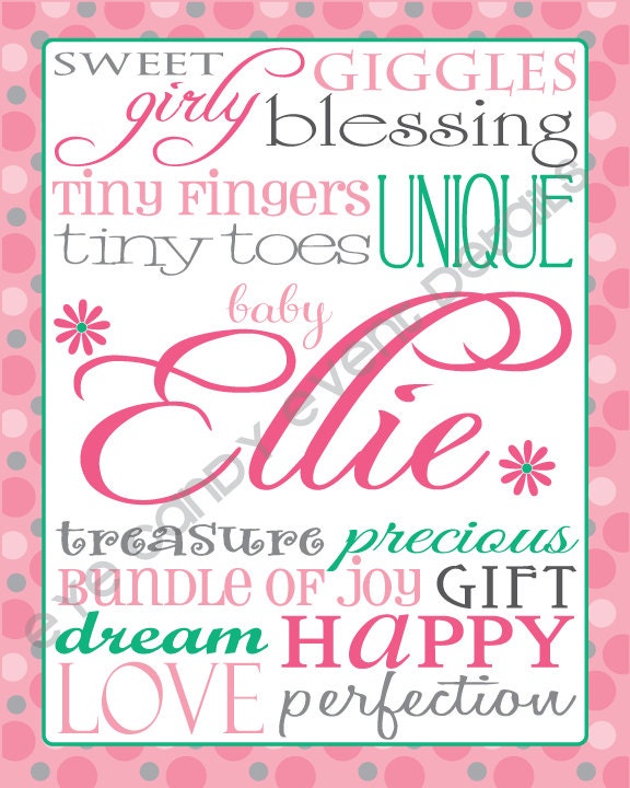 Baby Subway Art - printable digital BABY SHOWER Subway Art - custom KID's name