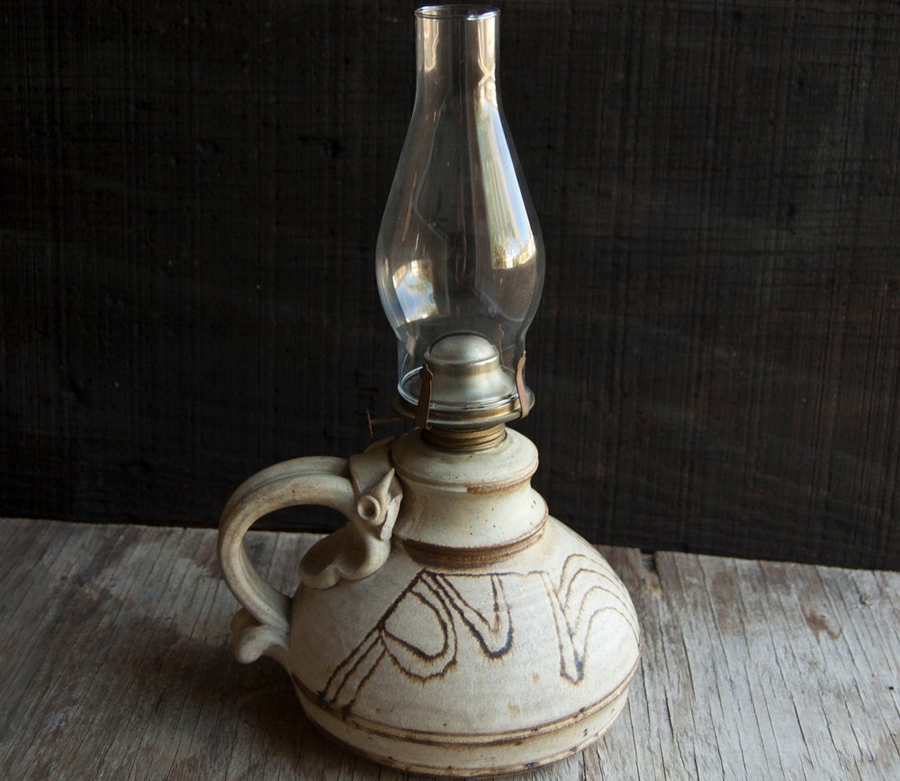 Ceramic Stone Oil Lamp- Rustic Stoneware