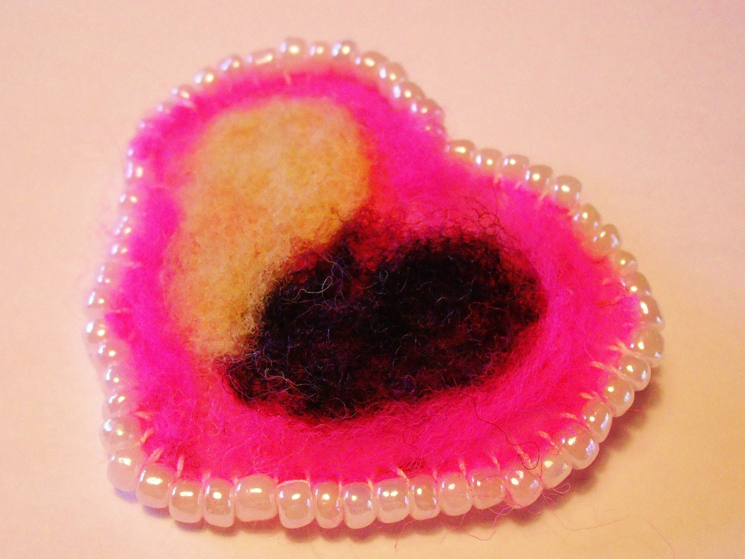 Needle Felted Heart Brooch