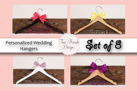 15% off Set of 8 Personalized Custom Bridal Hanger, Brides Hanger, Bride, Name Hanger, Wedding Hanger, Personalized Bridal Gift