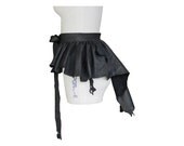 Steampunk Fashion Black Leather Over Skirt Bustle Belt Overskirt,  custom