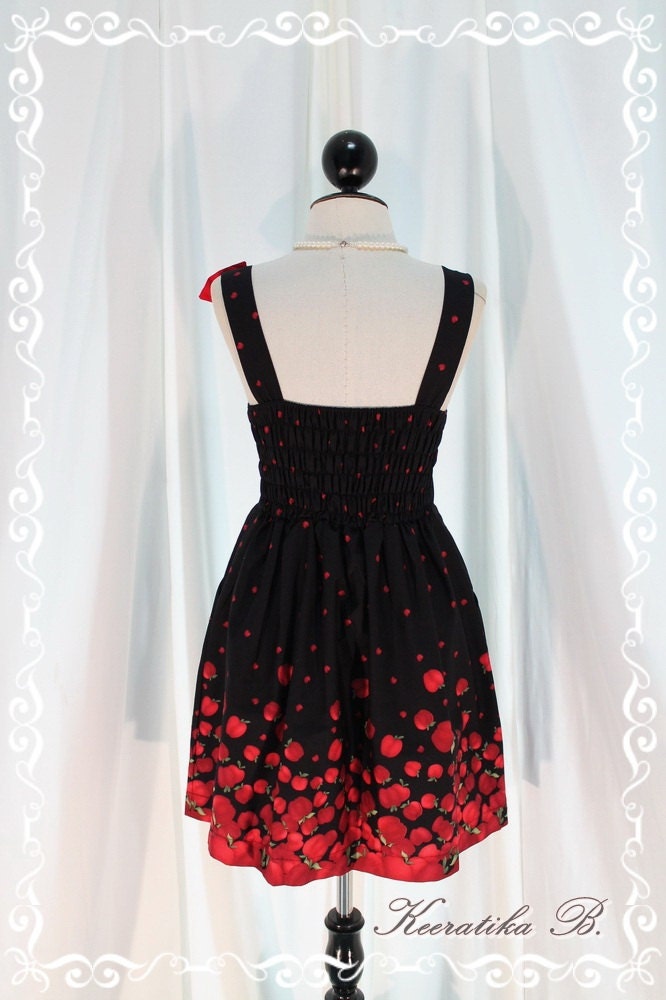 The Apple Tree - Wedding Night Party Cocktail Dinner Chilling Dress Black Color With Cutie Apple Print All Over