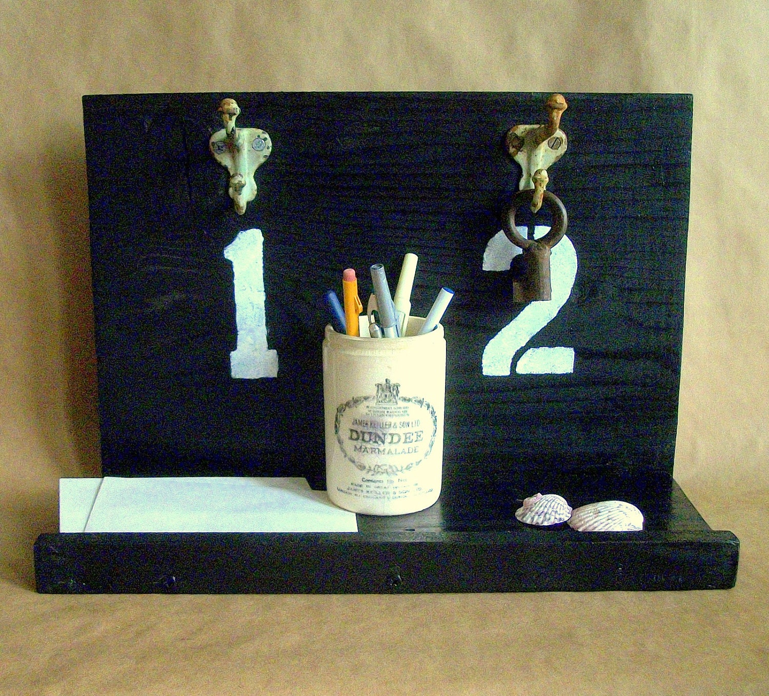 Industrial Chic Hanging Wood Shelf and Key Rack