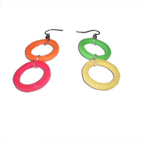 Neon Plastic Keyring Earrings