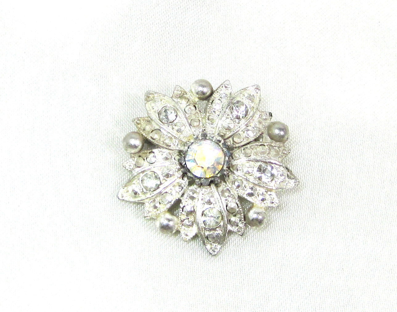 Vintage Rhinestone Brooch Lot  Clear Rhinestone Brooch