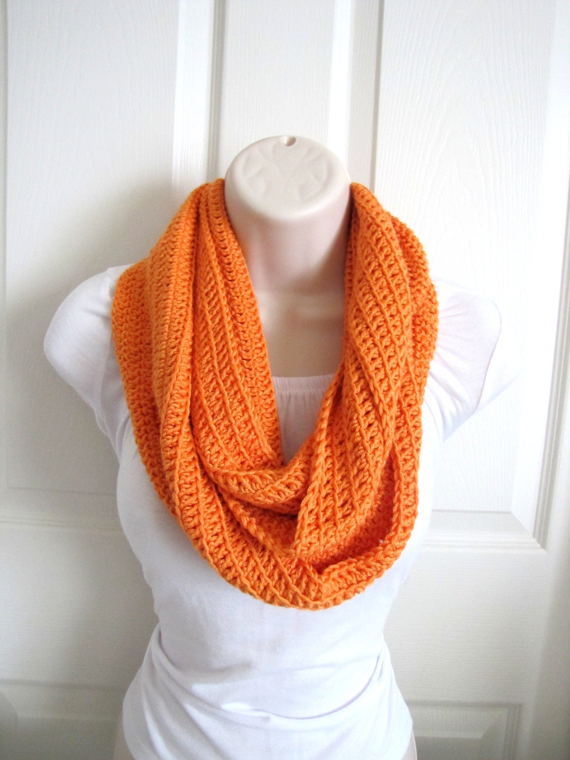 Infinity Scarf, Orange, Fashion Circle Scarf, Fall, Halloween