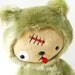 Kawaii ZOMBIE Teddy Bear Plushie in Green Faux Beaver Fur Large ZOMBEAR Limited Quanity