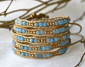 Amazonite and Gold Wrap Bracelet Chan Luu Style