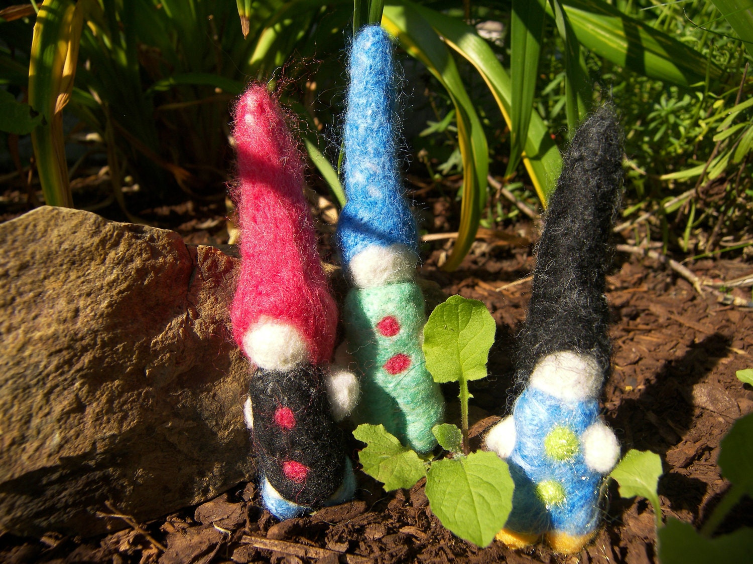 3pc Waldorf-Inspired Hand Felted Play Toy Gnome Dolls