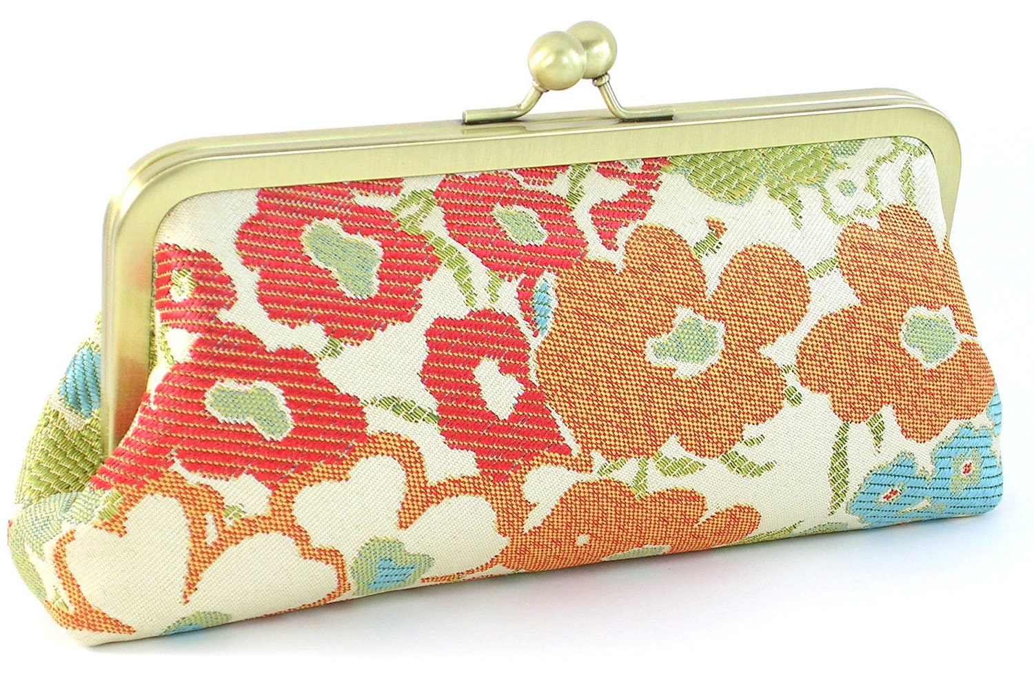 Bridesmaid Clutch Purse -  Flower  Wedding Bag - Bridesmaids Gift - Orange Tangerine