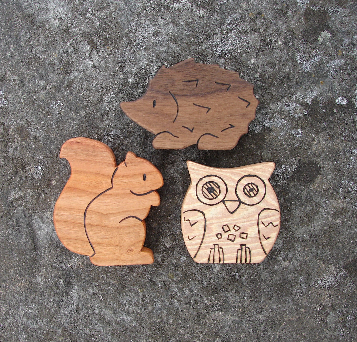 PICK ANY THREE Wooden Toy Animals - Wood Toys - all natural teethers and Waldorf toddler toys