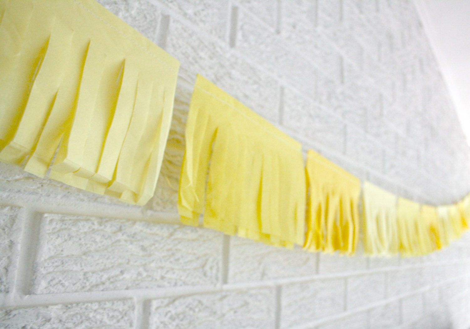 party decoration ... sunshine yellow tissue fringe flag garland ... weddings // birthdays // bridal baby shower // banner flag pennant