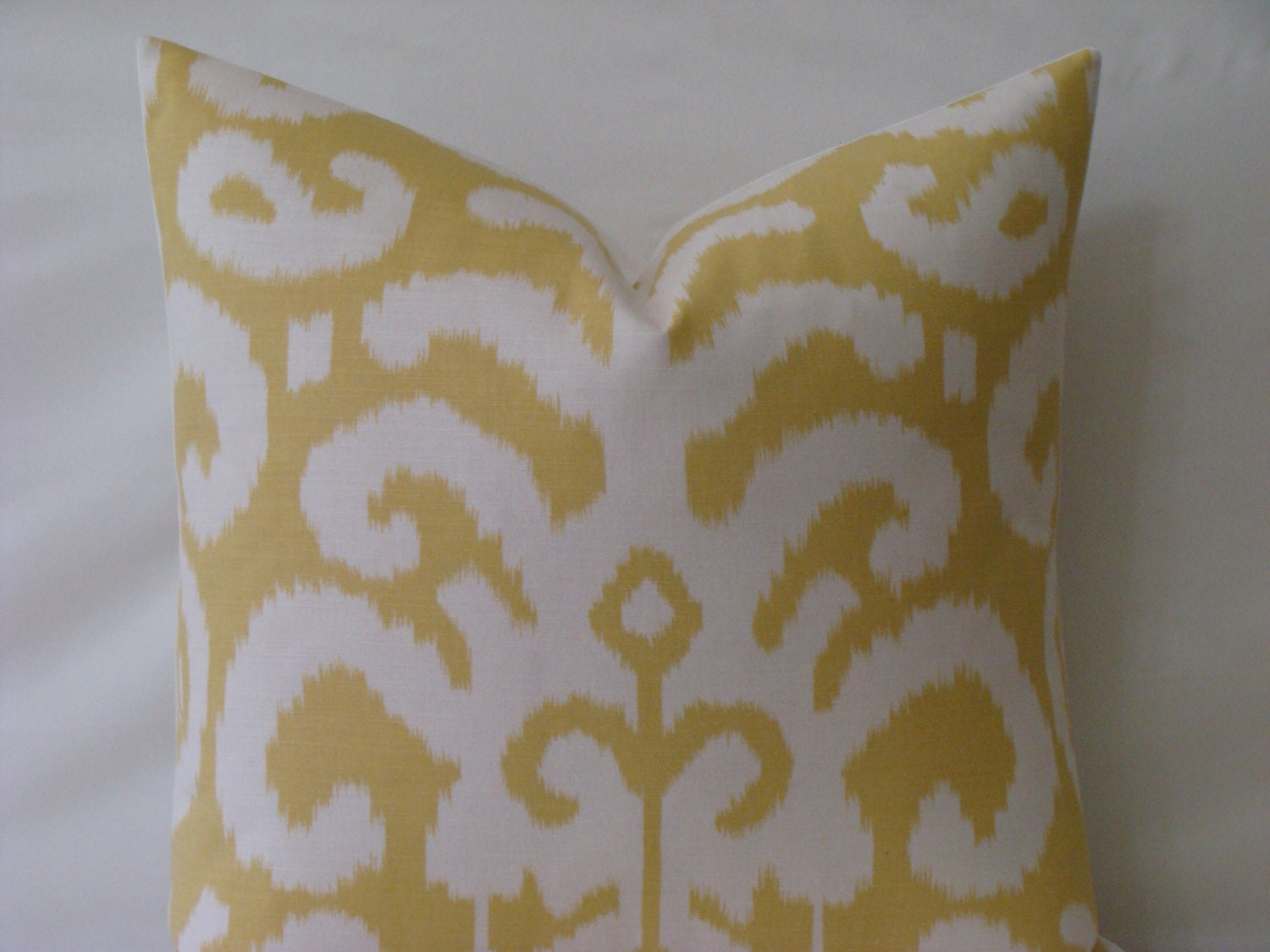 Duralee Ikat in Lemon Yellow - 20" x 20" Decorative Designer Pillow Cover