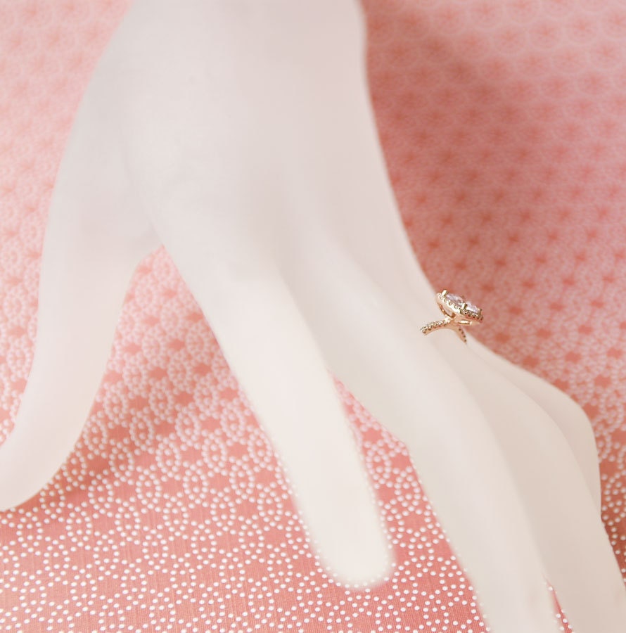 Certified Peach Pink Cushion Sapphire Diamond Halo Engagement Ring 14K Rose Gold - Labor Day SALE