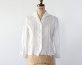 Edwardian Blouse / Antique White Eyelet Shirt
