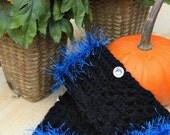 Fingerless Women's Gloves with Blue Fur and Vintage Buttons