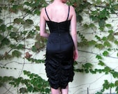 1950s Silk Bombshell Wiggle Dress with Ruched Skirt -- Medium - Large