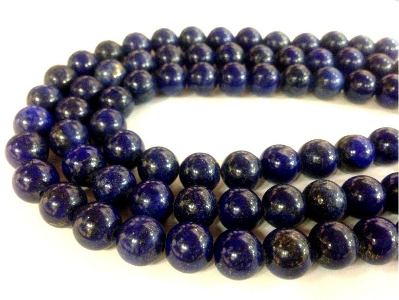 8 - 12 mm Lapiz Lazuli Round - Large Hole Gemstone Beads  with 2.2 mm drilled hole