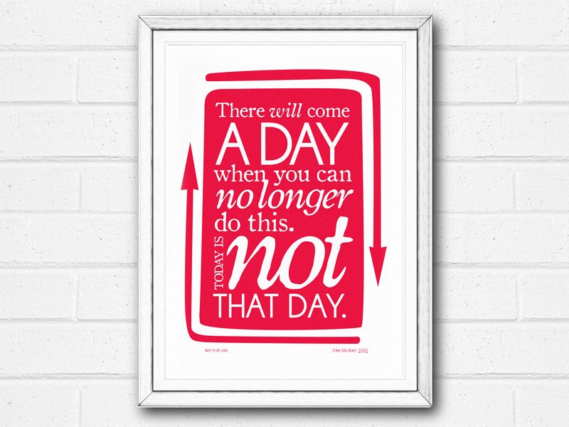 Print Typographic Inspirational Quote Motivational Wall Art Red White