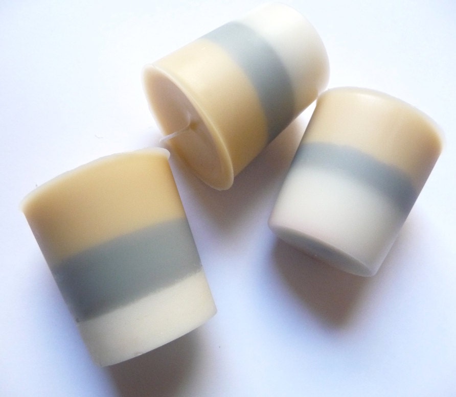 3 Pancake Breakfast Votive Candles, Beige, Gray, White
