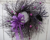 Halloween Spider Wreath   ON SALE   Snowberry Twig Wreath   Halloween Sale    Custom Wreath  Handcrafted Wreath  Spiders