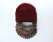 Baby Beard Hat Costume - Deep Red with Brown Beard- Order for up to 3 years