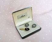Vintage Cuff Links Set by Anson // New In Box // Cufflinks & Tie Bar // No Shipping Charges