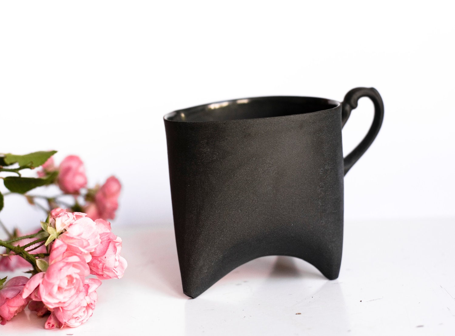 Ceramic mug, black china cup, ceramic cup handbmade coffee cup or tea cup by Endesign