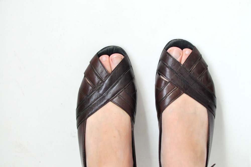 Brown Peep Toe Sandal Heel